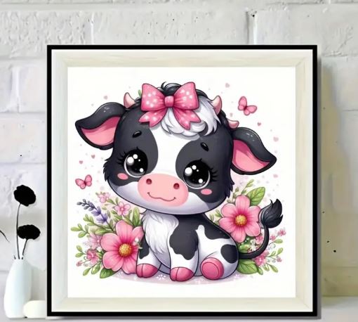 Cartoon Cow Diamond Painting Kit