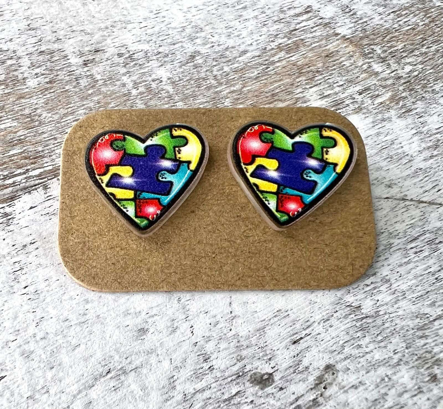 Autism Heart Acrylic Laser Cut Earrings
